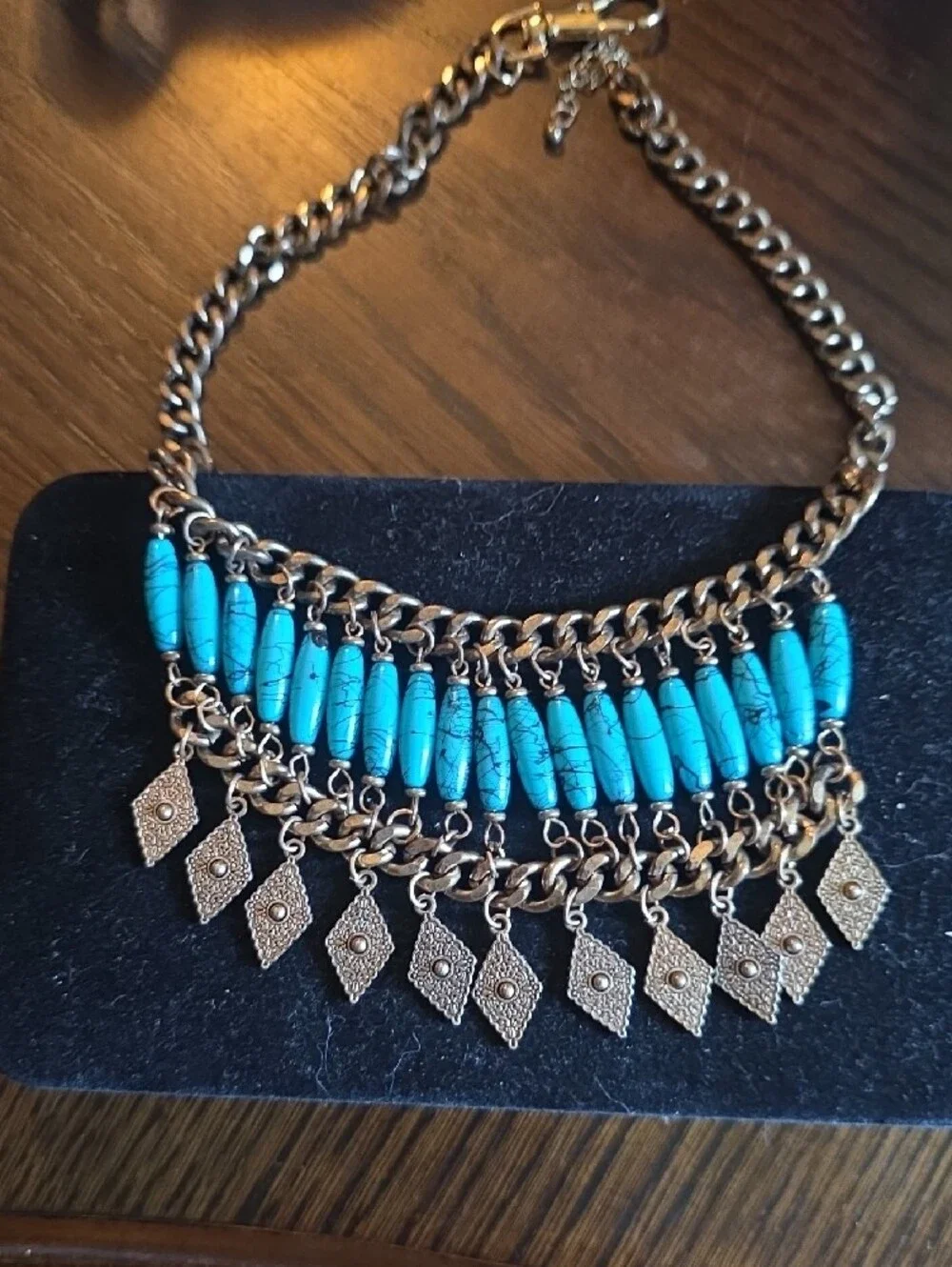 Turquoise Bead Fringe Statement Necklace - Women's Jewelry